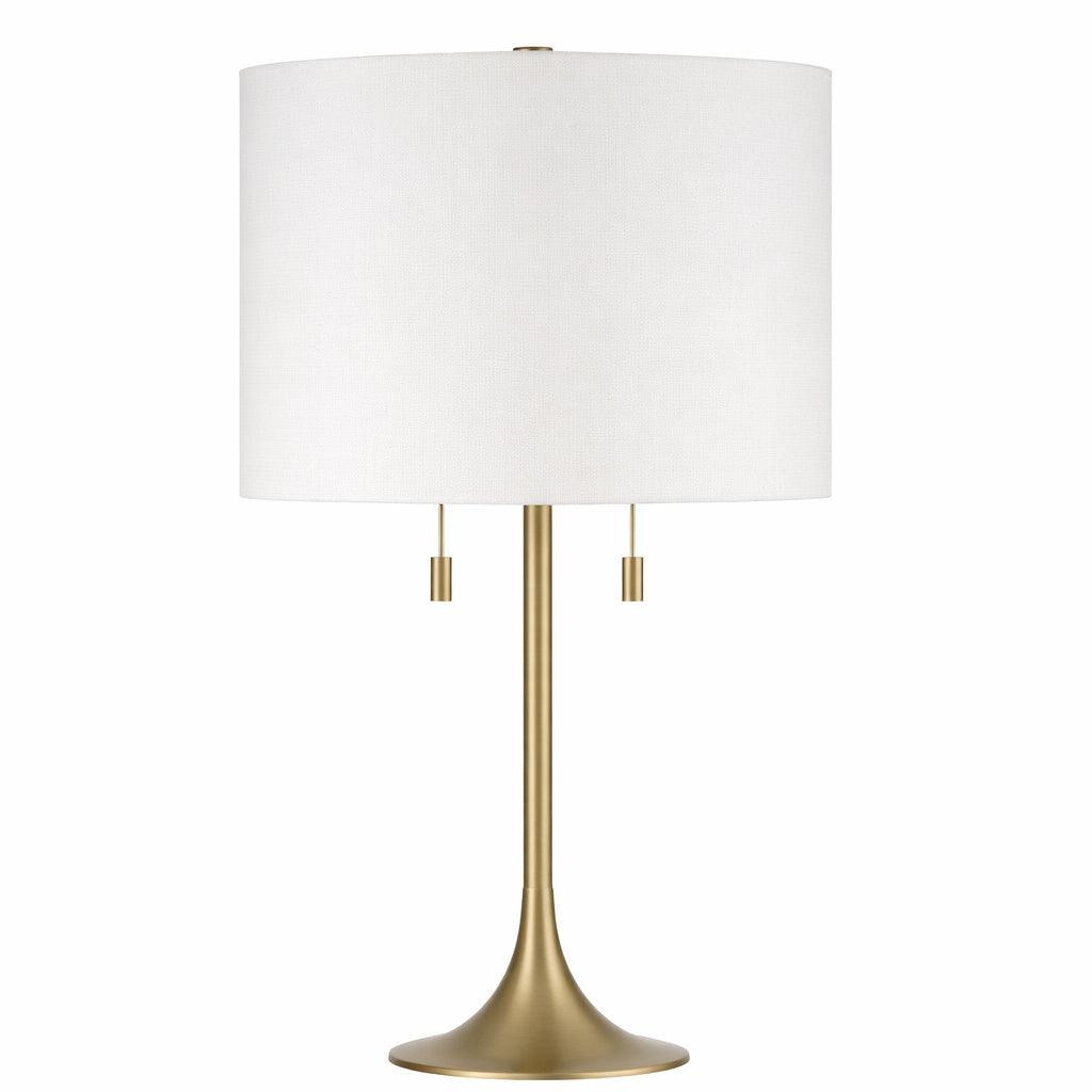 CRAFTMADE Neely 30 in Brushed Nickel Finish Contemporary Standard Bulb Candlestick Table Lamp for home with White Linen Shade
