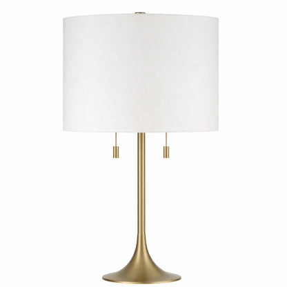 CRAFTMADE Neely 30 in Brushed Nickel Finish Contemporary Standard Bulb Candlestick Table Lamp for home with White Linen Shade