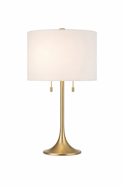 CRAFTMADE Neely 30 in Brushed Nickel Finish Contemporary Standard Bulb Candlestick Table Lamp for home with White Linen Shade