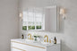 WELLFOR ROSA 56 in W x 30 in H Rectangular Aluminum Tri View Medicine Cabinet with Mirror Combo Set Blum Hinge Soft Close