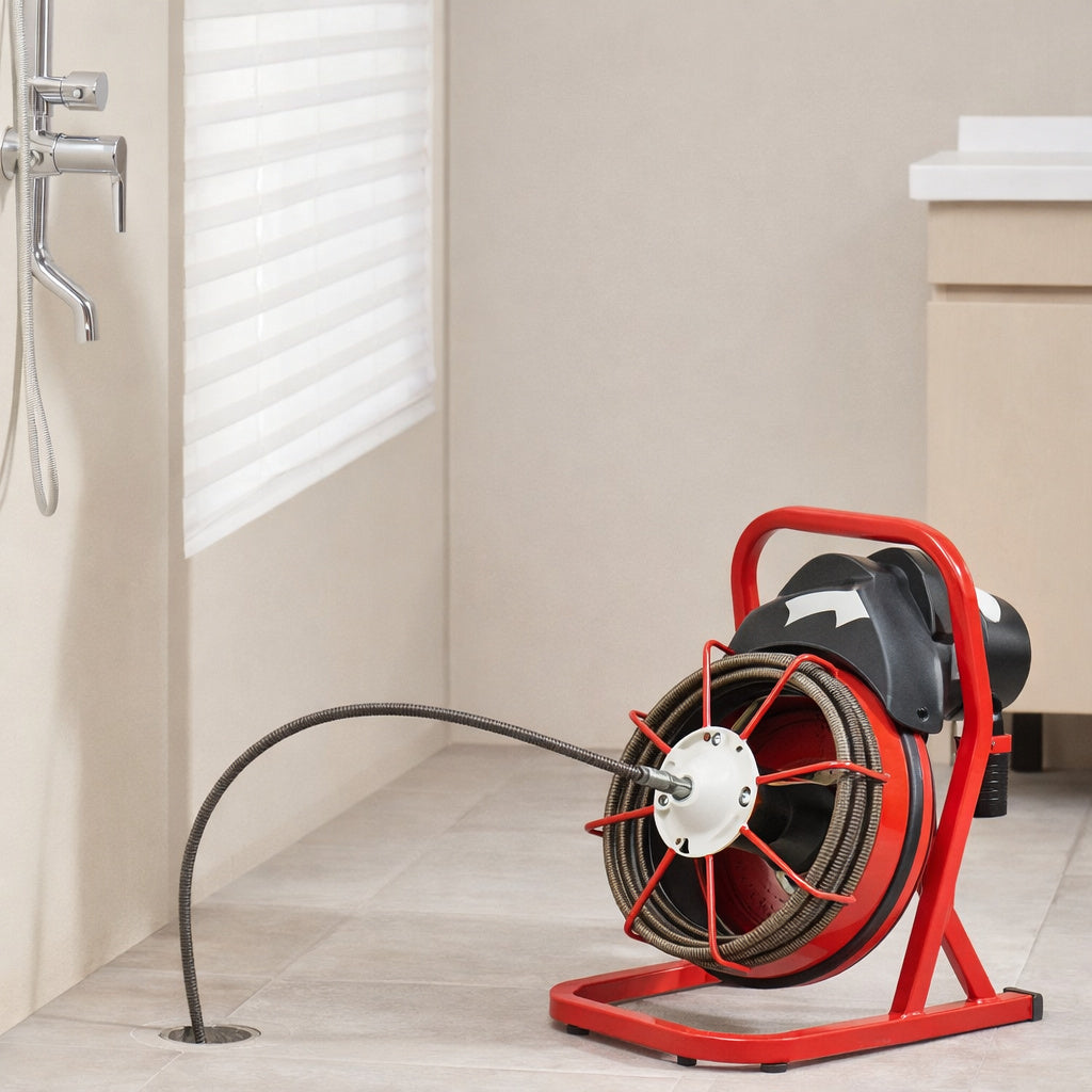 VEVOR Drain Cleaner Machine 50ft x 3 8in Sewer Snake Auger Manual Feed 250W Electric Drain Cleaning Machine with 4 Cutters