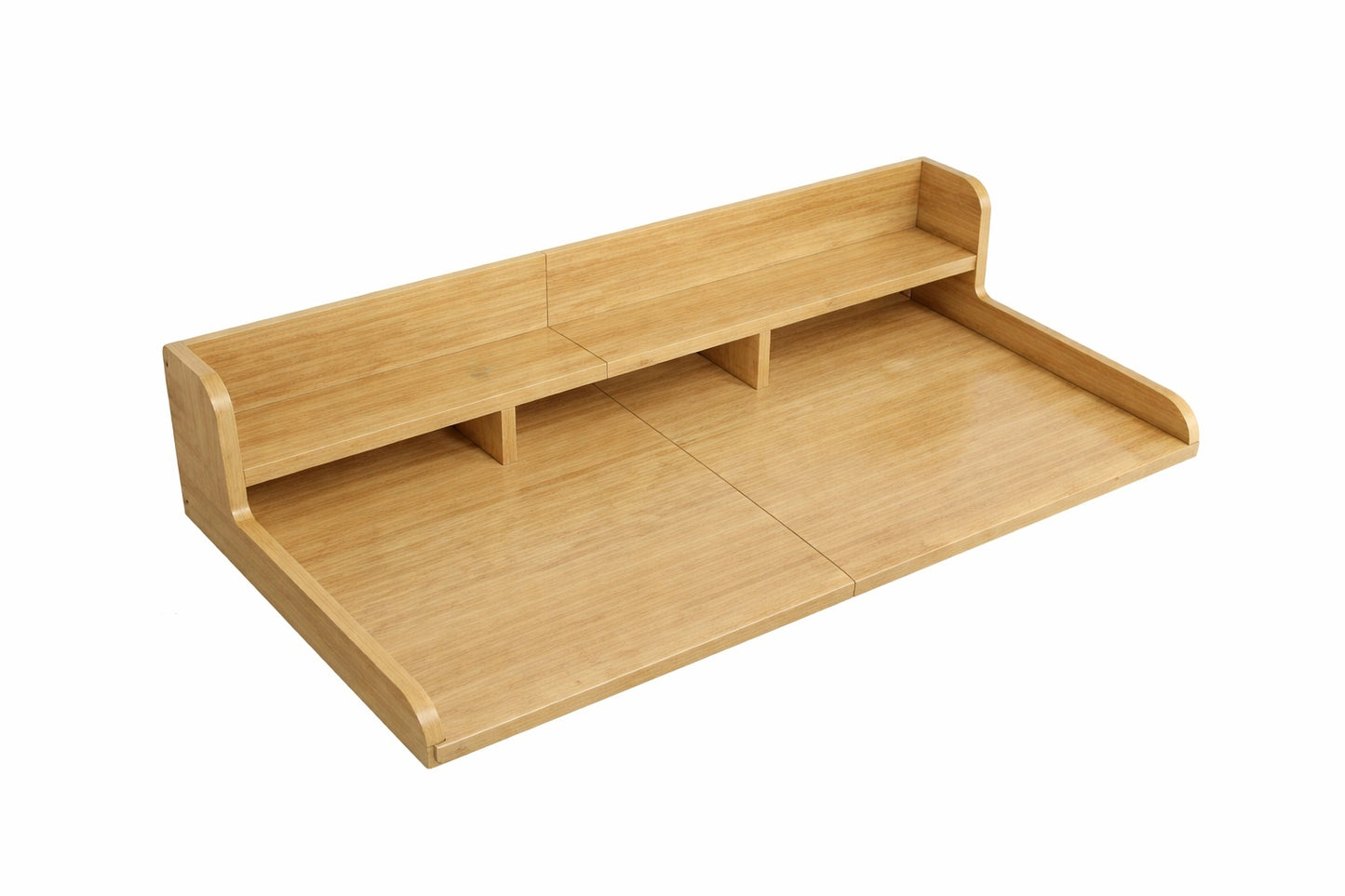 Tileon Natural Wood Washer Dryer Countertop Storage Shelf With Rounded Edge Rails For Kitchen Laundry Room Organization
