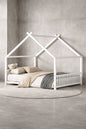 Harper Bright Designs White Full Size Metal House Platform Bed Low Bed For Kids
