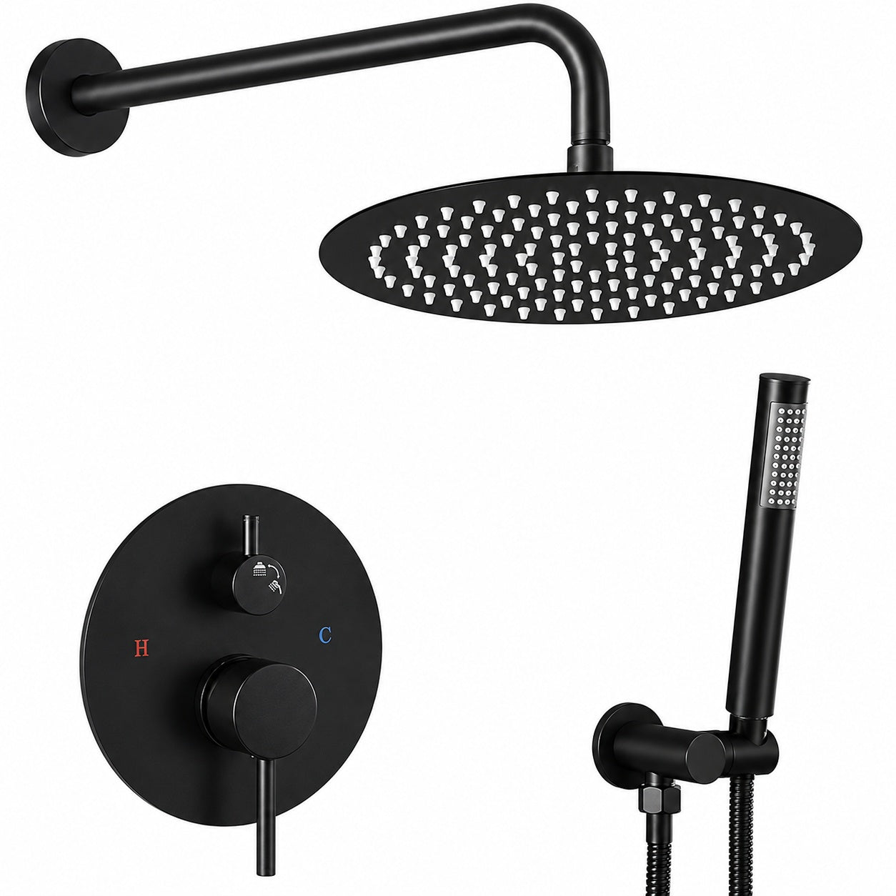 AKLFGN Rainfall Single Handle 2 Spray Shower Faucet 1 8 GPM with High Pressure in Matte Black AKL AZLY RQ 8x8 002H