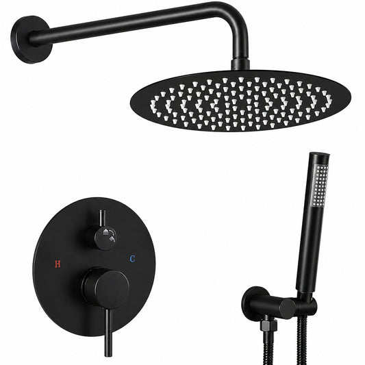 AKLFGN Rainfall Single Handle 2 Spray Shower Faucet 1 8 GPM with High Pressure in Matte Black AKL AZLY RQ 8x8 002H