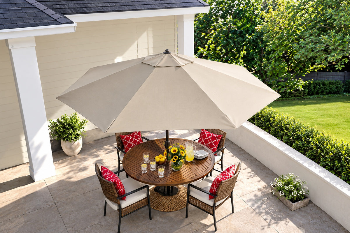 Hampton Bay 11 ft Market Patio Umbrella in Putty Beige UCM190032 PUTTY