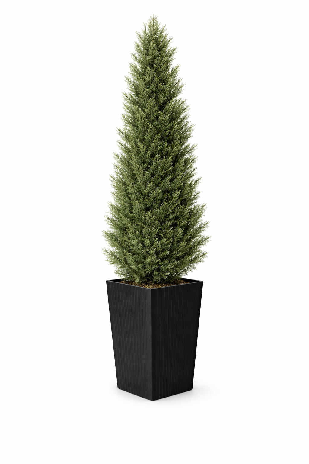 DR Planzen 5 ft Artificial Indoor Outdoor Topiary Cedar Tree with Black Planter Fake UV Resistant Potted Plants