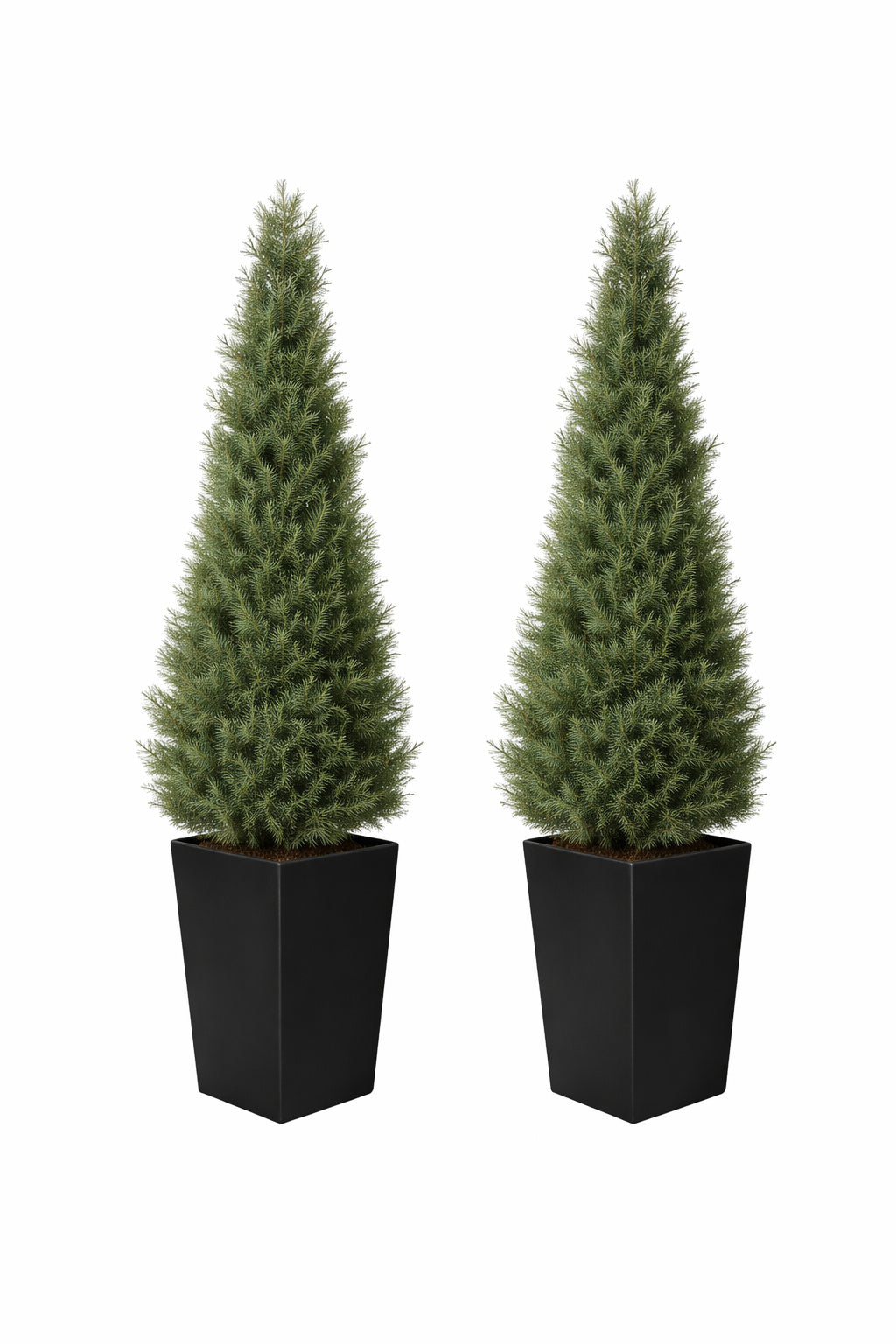 DR Planzen 5 ft Artificial Indoor Outdoor Topiary Cedar Tree with Black Planter Fake UV Resistant Potted Plants Set of 2