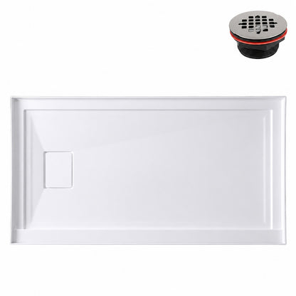 Streamline GB 617 472 72 in x 36 in Alcove Acrylic Shower Pan Base in Glossy White with Left Drain Drain Included