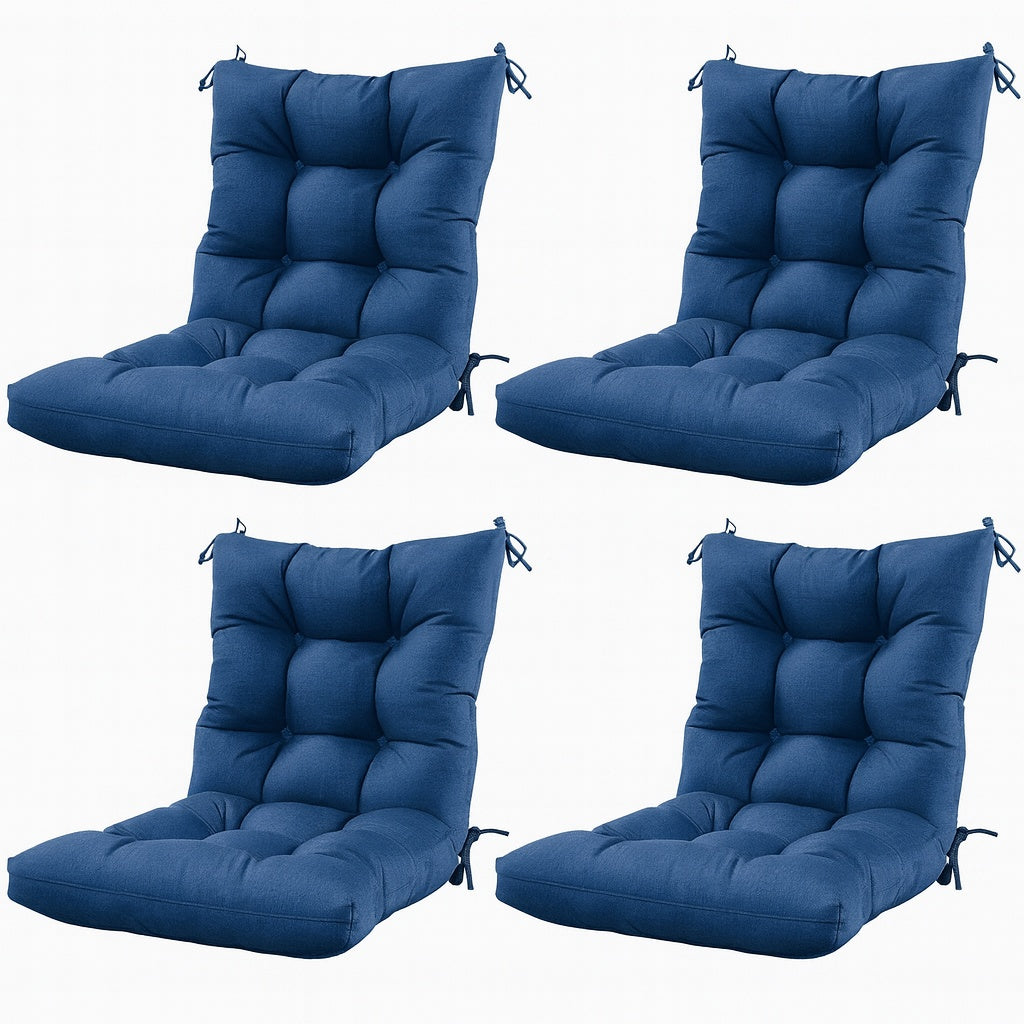 Kimunuk 44 5 in x 22 5 in x 5 in Outdoor Chair Cushion Tufted Seat and Back Patio Furniture Cushion Set Blue 4 Pack