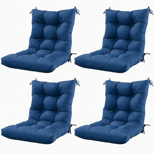 Kimunuk 44 5 in x 22 5 in x 5 in Outdoor Chair Cushion Tufted Seat and Back Patio Furniture Cushion Set Blue 4 Pack
