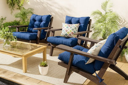 Kimunuk 44 5 in x 22 5 in x 5 in Outdoor Chair Cushion Tufted Seat and Back Patio Furniture Cushion Set Blue 4 Pack