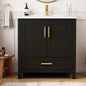 Deluxe Dl Living Raven 31 In W Single Sink Black Freestanding Bath Vanity With White Engineered Solid Surface Top Unassembled