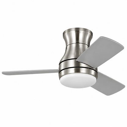Hampton Bay Aldwin 30 in Brushed Nickel Flush Mount Standard Ceiling Fan with White Adjustable LED DC Motor and Remote Control 83019