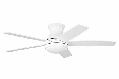Hampton Bay Banksville 52 in Matte White Flush Mount Standard Ceiling Fan with White Adjustable LED Light DC Motor and Remote 85212