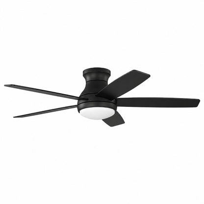 Hampton Bay Banksville 52 in Matte Black Flush Mount Standard Ceiling Fan with White Adjustable LED Light DC Motor and Remote 85211