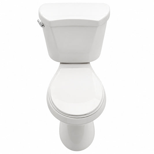 Glacier Bay 12 in Rough In 2 Piece 1 28 GPF Single Flush Round Toilet in White Seat Included
