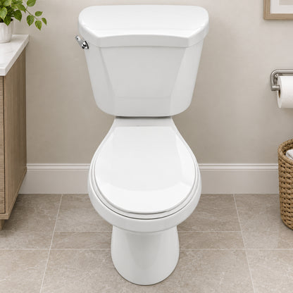 Glacier Bay 12 in Rough In 2 Piece 1 28 GPF Single Flush Round Toilet in White Seat Included