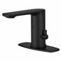 HOMEMYSTIQUE Automatic Sensor Touchless Single Hole Bathroom Sink Faucet with Deck Plate in Matte Black