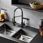 MTTCLE Matte Black 20 in H Pull Out Sprayer Kitchen Faucet with 2 Spout 360 Spout Swivel Commercial Kitchen Faucets KF002B DP 005