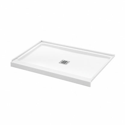 Bootz Industries ShowerCast 48 in L x 34 in W Alcove Shower Pan Base in White with Square Chrome Center Drain