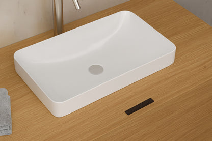 Timussi 19 in Drop in Ceramic Bathroom Sink in White