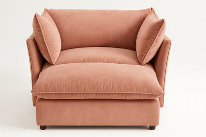 Harper & Bright Designs Oversize Pink 47 in Chenille Upholstered Single Arm Chair, Chaise Lounge Chair with Removable Ottoman