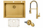 Glacier Bay 30 in Drop In Single Bowl 18 Gauge Gold Stainless Steel Kitchen Sink with Spring Neck Faucet 4523FG 1
