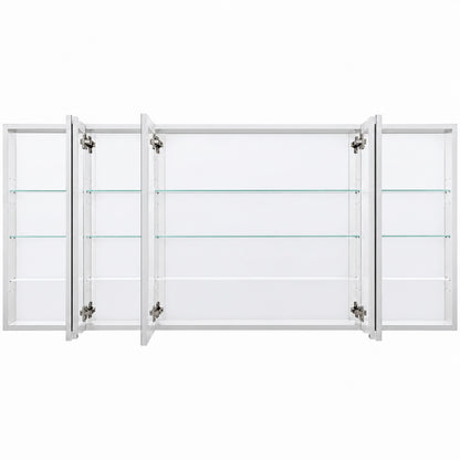 Liviza JSA 64 in W x 30 in H Rectangular Recessed Surface Combo Aluminum Medicine Cabinet with Mirror Reversible Door