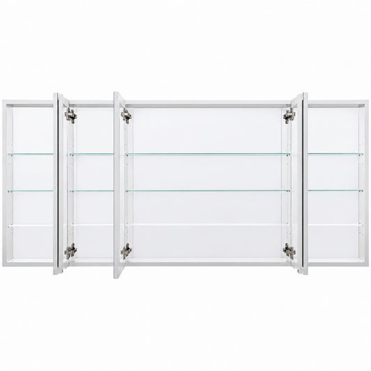 Liviza JSA 64 in W x 30 in H Rectangular Recessed Surface Combo Aluminum Medicine Cabinet with Mirror Reversible Door