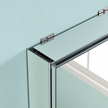 Liviza JSA 64 in W x 30 in H Rectangular Recessed Surface Combo Aluminum Medicine Cabinet with Mirror Reversible Door