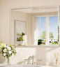 KeonJinn 40 in W x 30 in H Framed Brushed Nickel Mirrors for Bathroom Wall Beveled Mirror Bathroom Vanity Mirror Over Sink