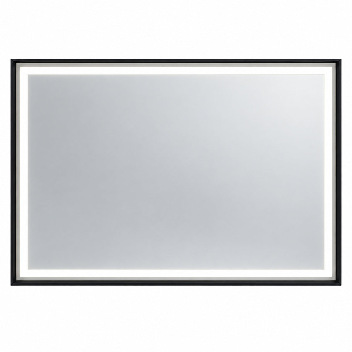 KeonJinn 60 in W x 30 in H Rectangular Framed LED Lighted Bathroom Vanity Mirror with Light in Black with Backlit and Anti Fog