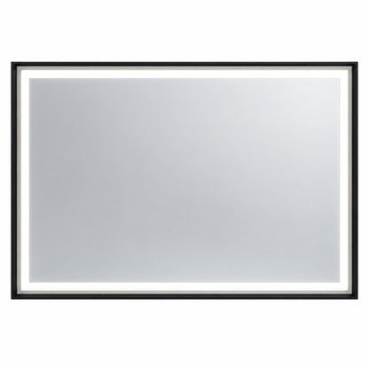 KeonJinn 60 in W x 30 in H Rectangular Framed LED Lighted Bathroom Vanity Mirror with Light in Black with Backlit and Anti Fog