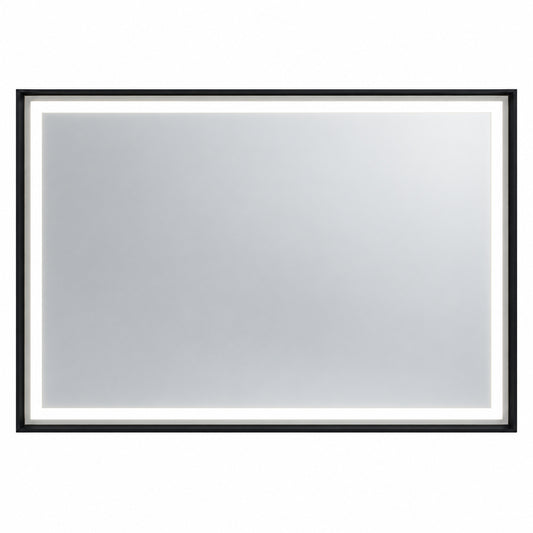 KeonJinn 60 in W x 30 in H Rectangular Framed LED Lighted Bathroom Vanity Mirror with Light in Black with Backlit and Anti Fog