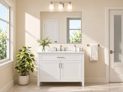 KeonJinn 36 in W x 36 in H Rectangular Beveled Frameless Wall Mount Bathroom Vanity Mirror Decorative Wall Accent Mirror HD WKJ FJ9191