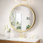 Keonjinn 28 In W X 28 In H Round Gold White Metal Framed Surface Mount Medicine Cabinet With Mirror