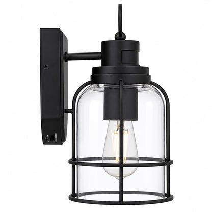 Quoizel Camberly 12 13 in Matte Black Motion Sensing Dusk to Dawn Outdoor Hardwired Wall Lantern Sconce with Clear Glass Shade DSHD41062Q