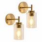 HLJYNJM 2 Pack 7 4 in 1 Light Brass Modern Wall Sconce with Clear Glass Shade for Living Room Bedroom Entry Hallway DMB0069A1BR2