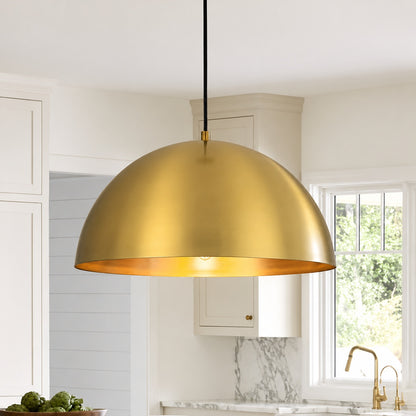 Y INSP Brava 1 Light Large Gold Dome Pendant Light with Metal Shade LT1072821