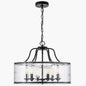 Y INSP 6 Light Matte Black Modern Farmhouse Drum Chandelier with Water Ripple Glass for Kitchen Island Dining Room Foyer LT1054961