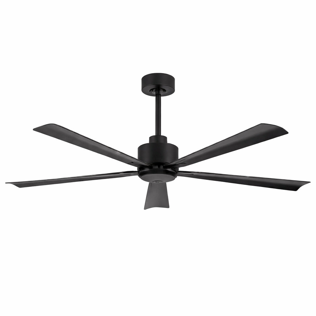 Flashwind 52 in Indoor Black Modern Downrod Mount Ceiling Fans with Remote Included for Porches and Covered Patios No Light