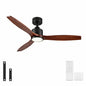 Realmate Farmhouse 52 In Indoor Matte Black Downrod Mount Ceiling Fan With 3 Solid Wood Blades Dimmable Led Light And Remote