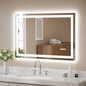 YULIKA 36 in W x 24 in H LED Rectangular Mirror Frameless Wall Bathroom Vanity Mirror with Anti Fog 3 Colors Dimmable Memory
