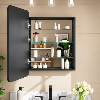 HMMHVV 24 in W x 32 in H Rectangular Aluminum Bathroom Medicine Cabinet with Mirror Framed Wall Storage Cabinet