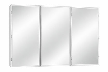 KeonJinn 48 in W x 32 in H Rectangular Beveled Frameless Metal White Surface Mount Recessed Medicine Cabinet with Mirror