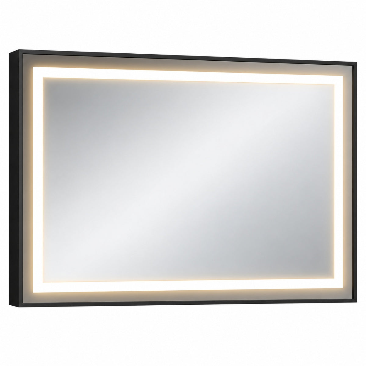 YULIKA 30 in W x 36 in H Rectangular Black Framed LED Bathroom Mirror Dimmable Anti Fog Backlit and Front Lighted Wall Mount