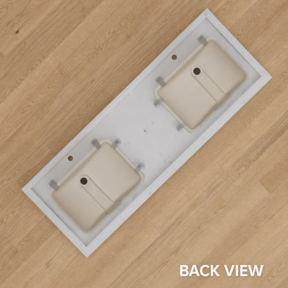 NTQ 60 in W x 22 in D Engineered Stone Vanity Top Rectangular Double Sink Bathroom Vanity Top in Carrara White