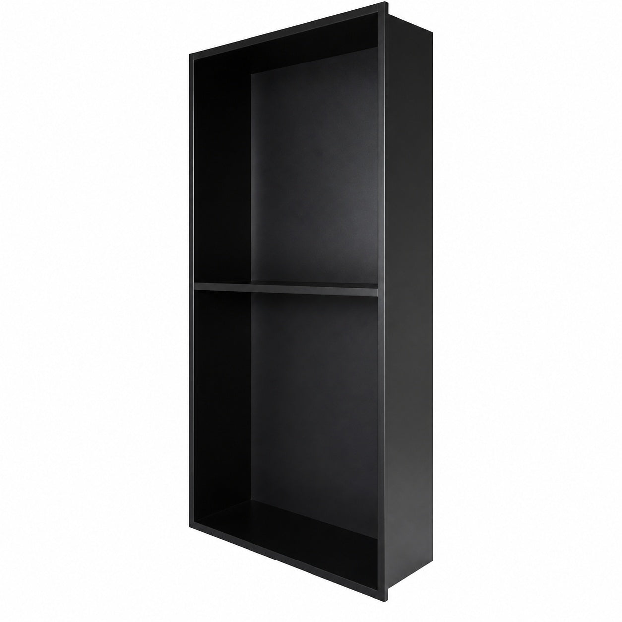 Peorsily 12 in W x 24 in H x 4 in D Waterproof Recessed Shower Niche with Double Shelves in Matte Black No Tile Needed