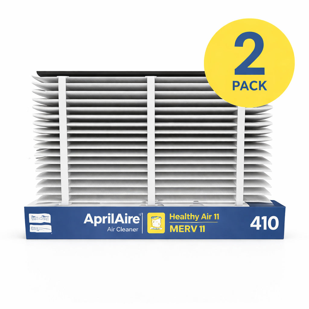 AprilAire 410 16 in x 25 in x 4 in MERV 11 FPR 12 Pleated Filter For Air Cleaner Models 1410 1610 2410 2416 3410 4400 (2 Pack)